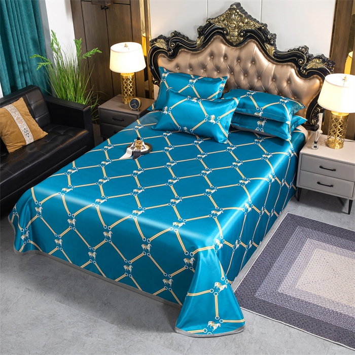 91家纺网 家纺一手货源 找家纺 梵克保罗 2024新款印花冰丝凉席套件-系列一 马到成功