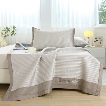 青雅 2025新款凉感因子凉豆豆凉席 字母-香槟