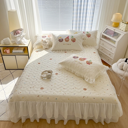 91家纺网 家纺一手货源 找家纺 （总）麒豆豆 2024新款卡通冰丝加厚乳胶凉席床裙款