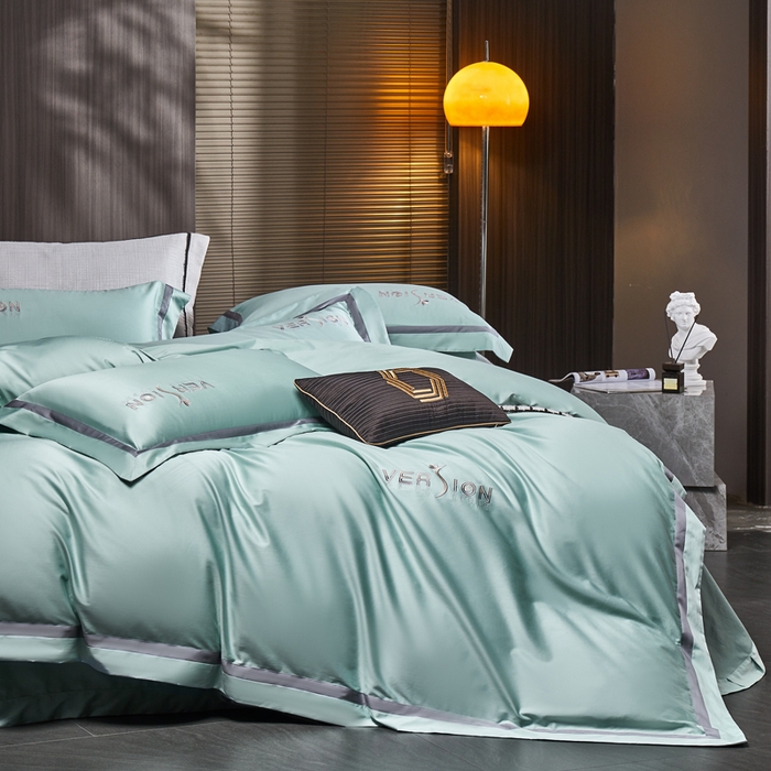 91家纺网 家纺一手货源 找家纺 琉宿2025新款50s双股长绒棉四件套-索菲亚 索菲亚-海宽蓝