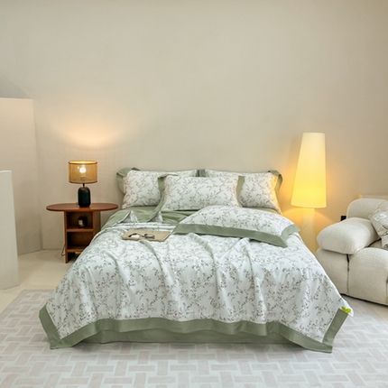 若未2025新款法式莱赛尔天丝印花镂空夏被和夏被四件套 青春印记