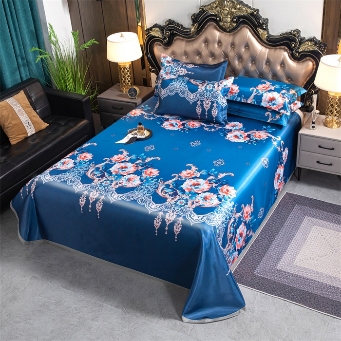 91家纺网 家纺一手货源 找家纺 梵克保罗 2024新款印花冰丝凉席套件-系列一 曼妙花语