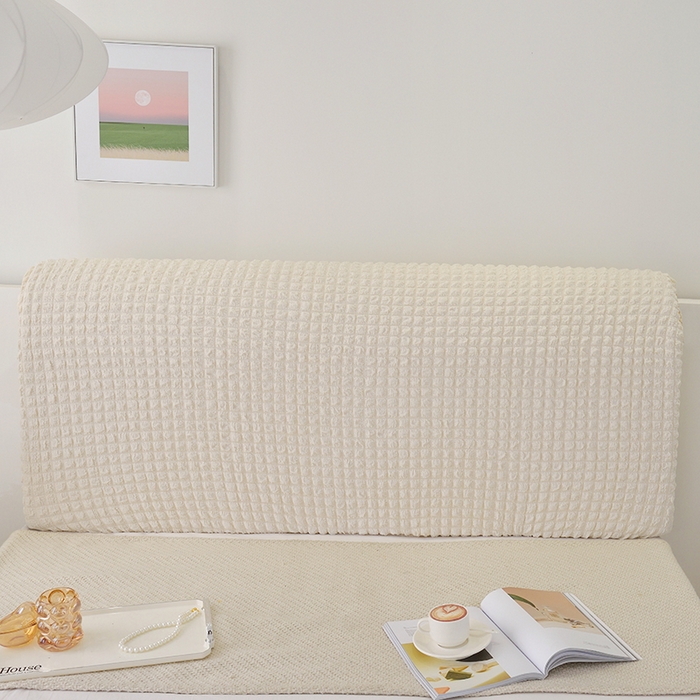 91家纺网 家纺一手货源 找家纺 启博家纺 2024新款简约舒适泡泡纱系列-床头罩 米白