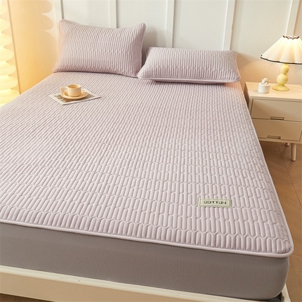 91家纺网 家纺一手货源 找家纺 3C 2024新款A类全棉水洗棉大豆夹棉床笠-网忆 网忆-香芋紫