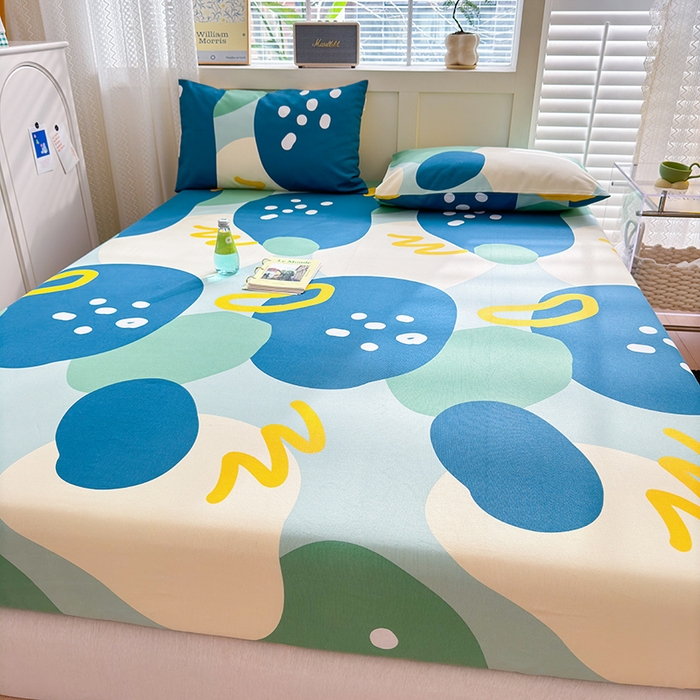 91家纺网 家纺一手货源 找家纺 吉象家纺 2024新款老粗布三件套-床笠款 悉尼绿