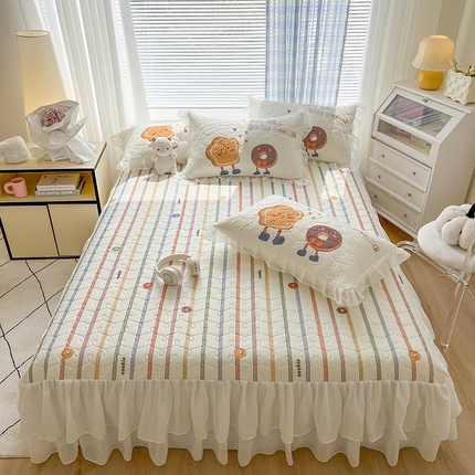 91家纺网 家纺一手货源 找家纺 （总）麒豆豆 2024新款卡通冰丝加厚乳胶凉席床裙款