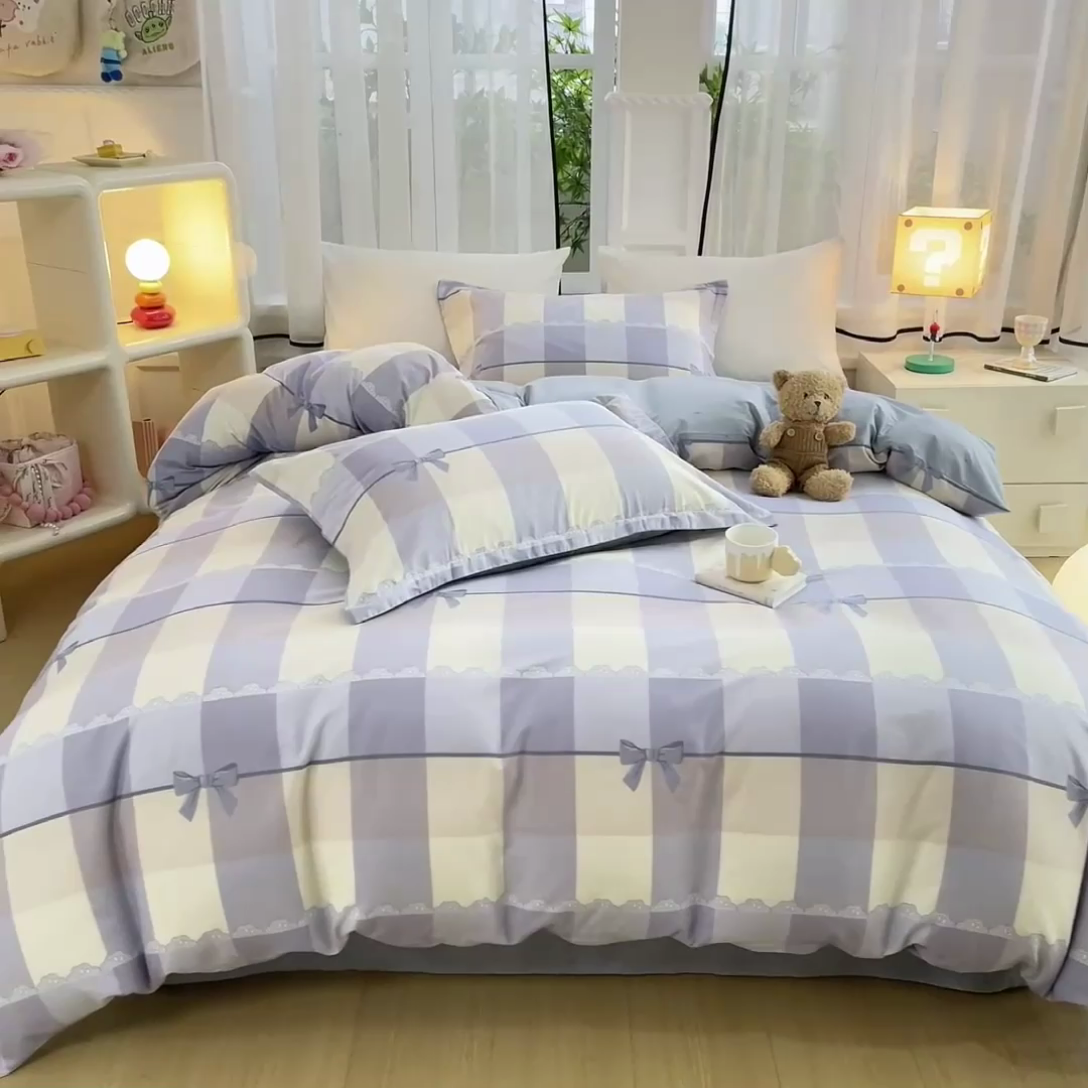 91家纺网 家纺一手货源 找家纺 铭博家纺 2024新款全棉印花四件套 优雅生活-兰