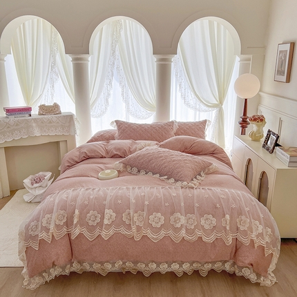 91家纺网 家纺一手货源 找家纺 （总）网红馆 2025新款柔肤棉四件套床裙花边款艾丽莎系列