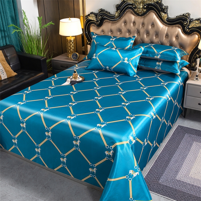 91家纺网 家纺一手货源 找家纺 梵克保罗 2024新款印花冰丝凉席套件-系列一 马到成功