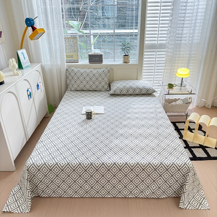 91家纺网 家纺一手货源 找家纺 吉象家纺 2024新款老粗布三件套-床单款 品格灰