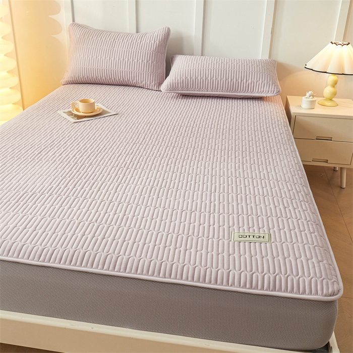 91家纺网 家纺一手货源 找家纺 3C 2024新款A类全棉水洗棉大豆夹棉床笠-网忆 网忆-香芋紫