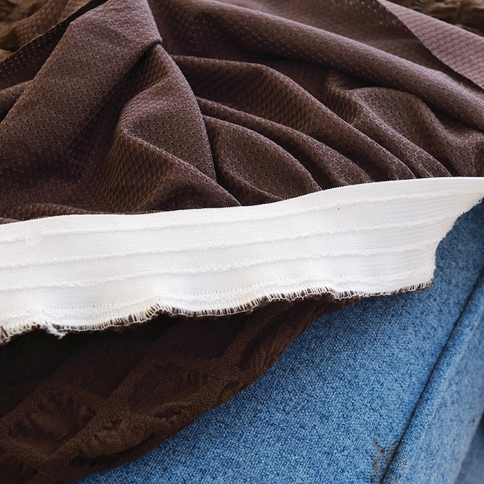 91家纺网 家纺一手货源 找家纺 启博家纺 2024新款简约舒适泡泡纱系列-裙边换鞋凳套（脚踏套沙发凳套） 咖色