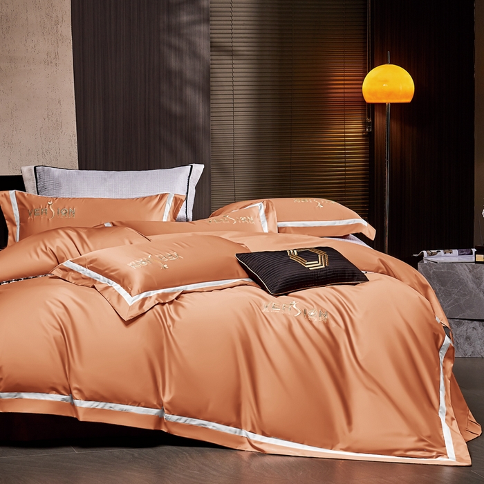 91家纺网 家纺一手货源 找家纺 琉宿2025新款50s双股长绒棉四件套-索菲亚 索菲亚-落日橙