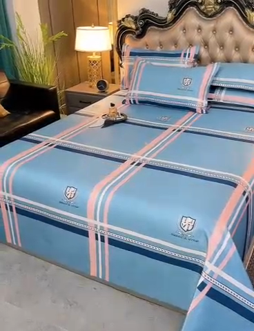 91家纺网 家纺一手货源 找家纺 梵克保罗 2024新款印花冰丝凉席套件-系列一 时尚格调