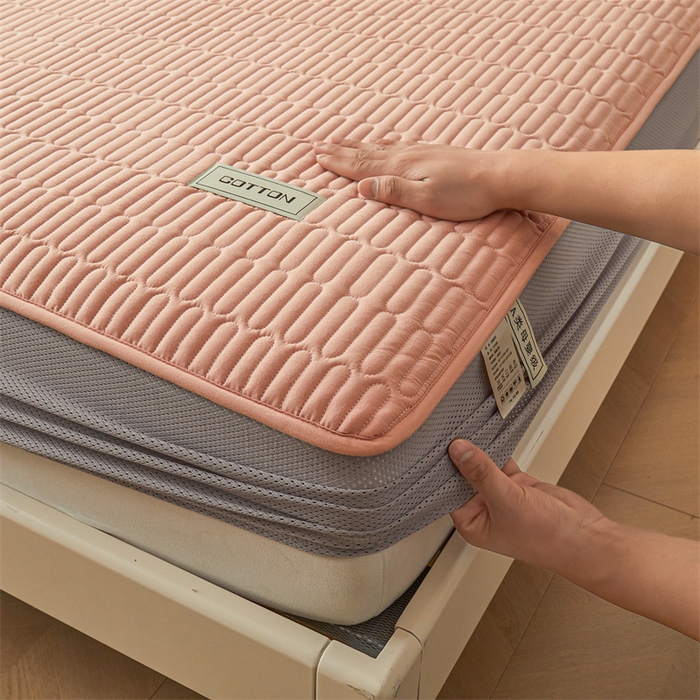 91家纺网 家纺一手货源 找家纺 3C 2024新款A类全棉水洗棉大豆夹棉床笠-网忆 网忆-香妃玉