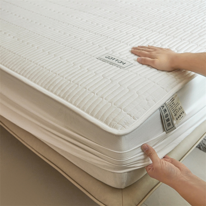 91家纺网 家纺一手货源 找家纺 3C 2024新款A类全棉水洗棉大豆夹棉床笠-初忆 初忆-云朵白