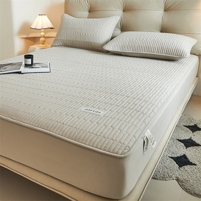 91家纺网 家纺一手货源 找家纺 3C 2024新款A类全棉水洗棉大豆夹棉床笠-初忆 初忆-烟雾灰