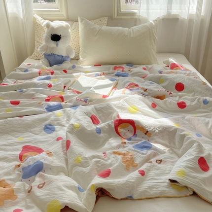 91家纺网 家纺一手货源 找家纺 花伞家居 2024新款亲肤水洗棉印花夏被 小红帽