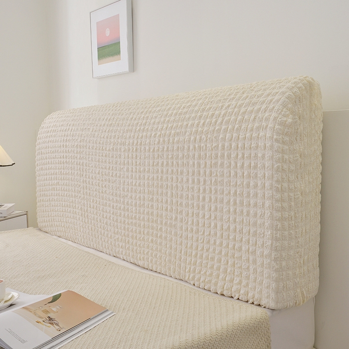 91家纺网 家纺一手货源 找家纺 启博家纺 2024新款简约舒适泡泡纱系列-床头罩 米白