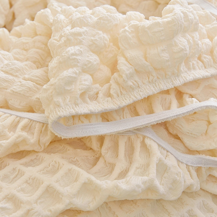 91家纺网 家纺一手货源 找家纺 启博家纺 2024新款简约舒适泡泡纱系列-毛毛虫懒人沙发套 米白