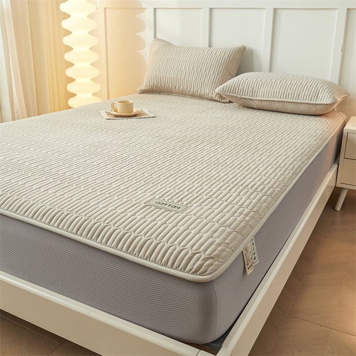 91家纺网 家纺一手货源 找家纺 3C 2024新款A类全棉水洗棉大豆夹棉床笠-网忆 网忆-烟雾灰