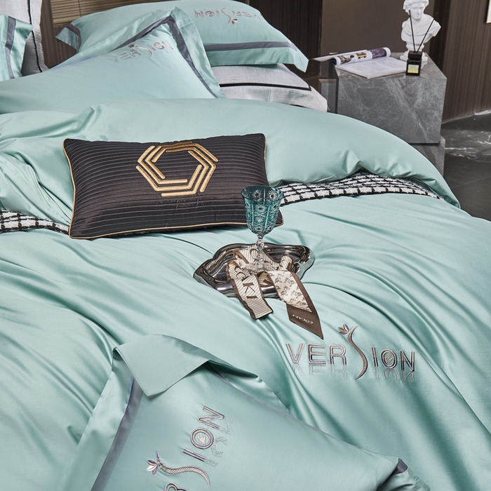 91家纺网 家纺一手货源 找家纺 琉宿2025新款50s双股长绒棉四件套-索菲亚 索菲亚-海宽蓝