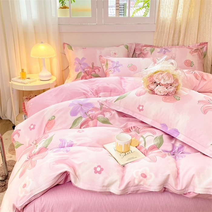 91家纺网 家纺一手货源 找家纺 铭博家纺 2024新款全棉印花四件套 兰若幽香