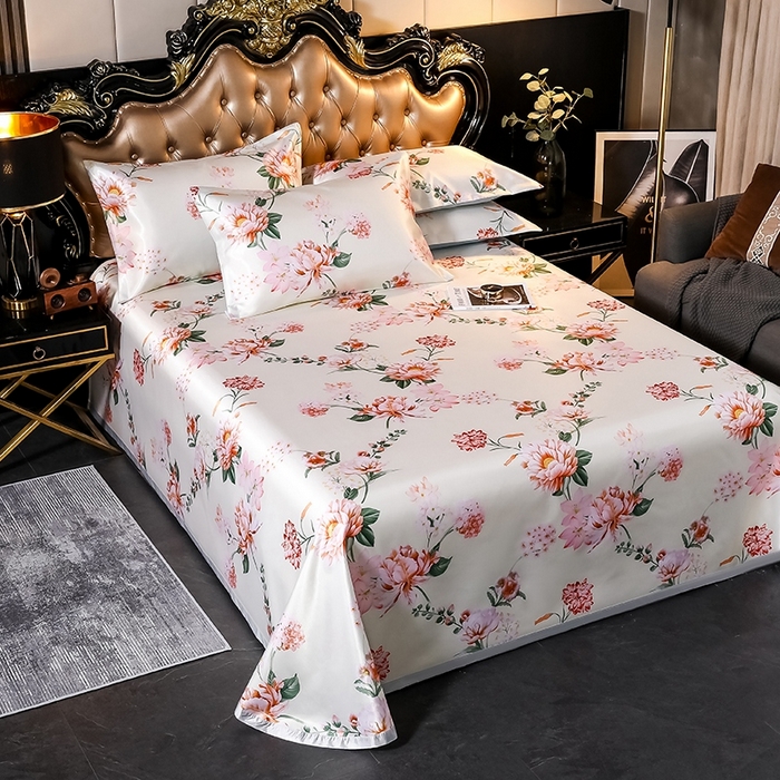 91家纺网 家纺一手货源 找家纺 梵克保罗 2024新款印花冰丝凉席套件-系列一 花满庭