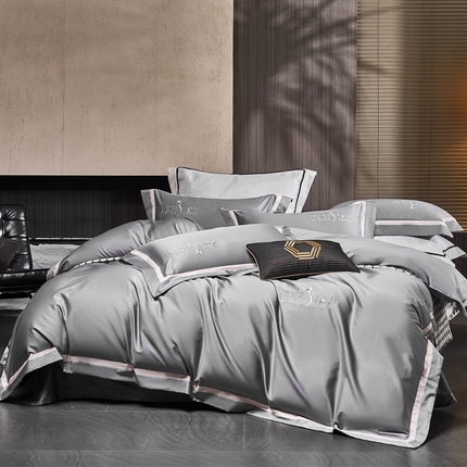 91家纺网 家纺一手货源 找家纺 （总）琉宿2025新款50s双股长绒棉四件套-索菲亚