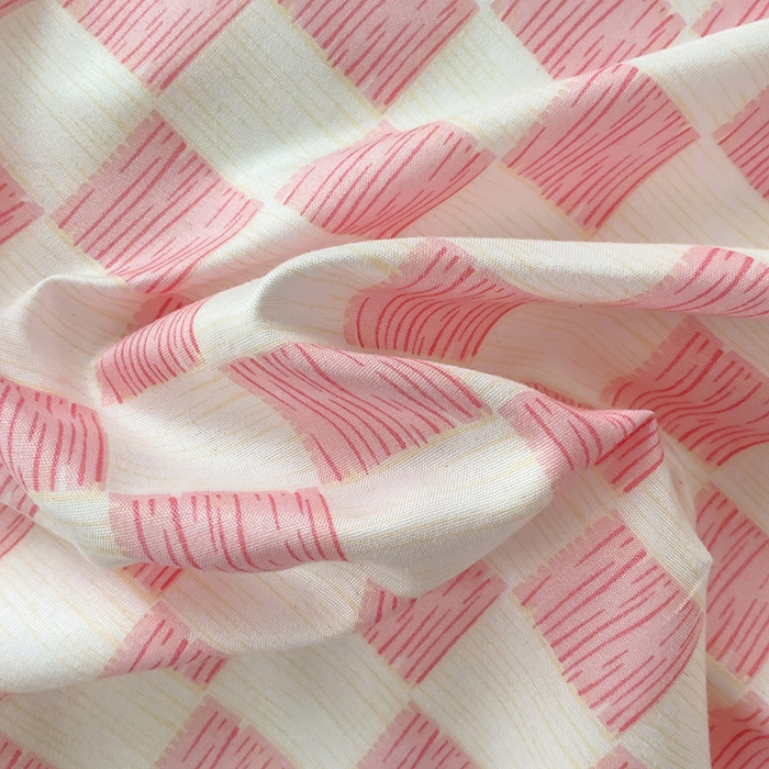 91家纺网 家纺一手货源 找家纺 楠沐家纺 2025新款亲肤柔软水洗棉磨毛四件套 棋盘格粉