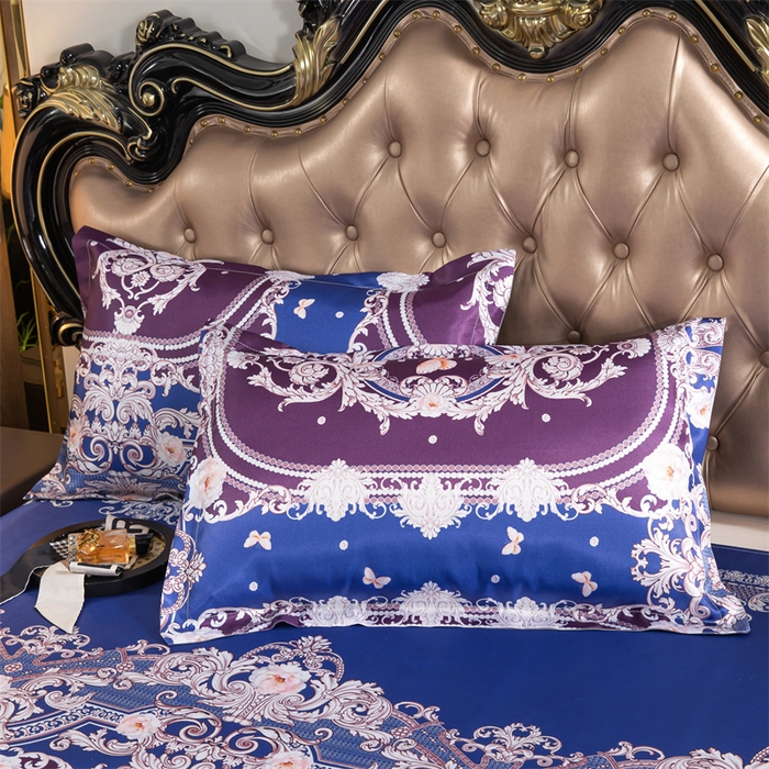 91家纺网 家纺一手货源 找家纺 梵克保罗 2024新款印花冰丝凉席套件-系列一 欧式风情