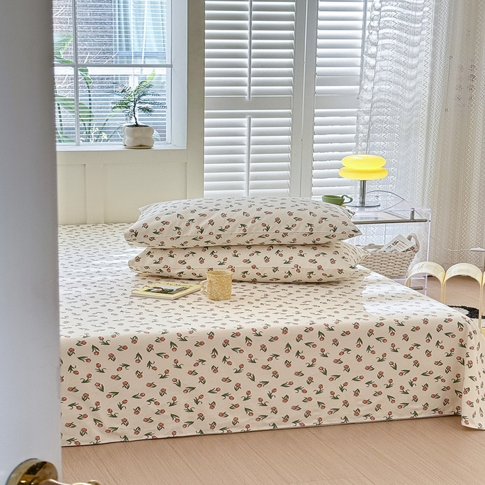 91家纺网 家纺一手货源 找家纺 吉象家纺 2024新款老粗布三件套-床单款 朵朵郁金香