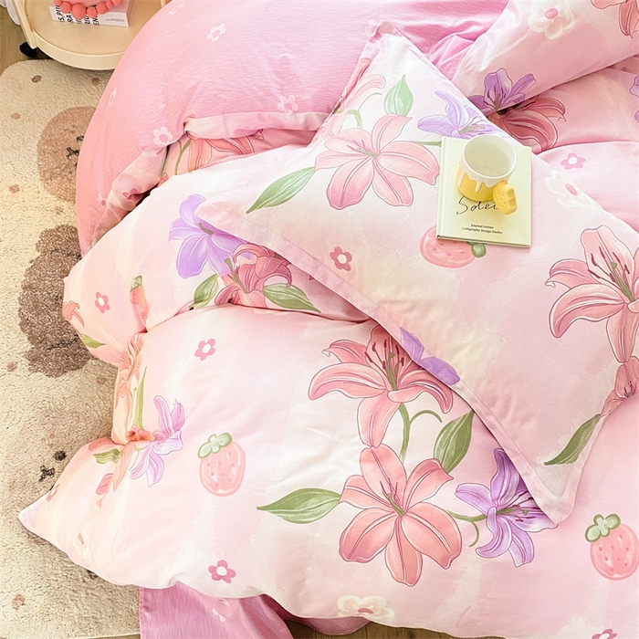 91家纺网 家纺一手货源 找家纺 铭博家纺 2024新款全棉印花四件套 兰若幽香