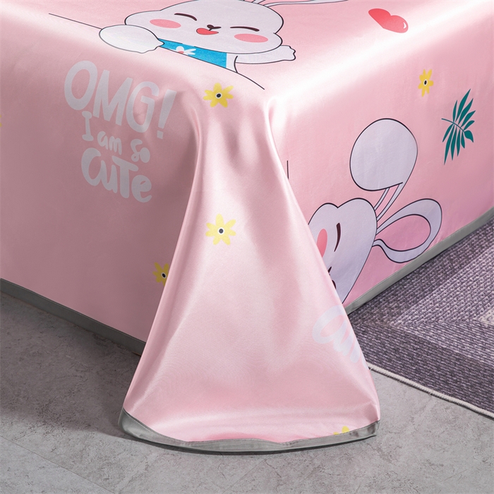 91家纺网 家纺一手货源 找家纺 梵克保罗 2024新款印花冰丝凉席套件-系列一 欢乐兔