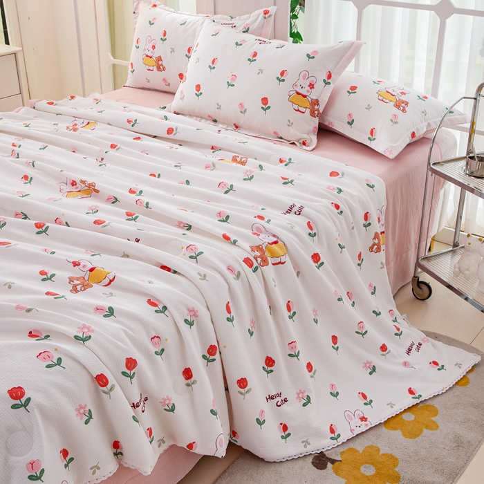 91家纺网 家纺一手货源 找家纺 （总）帕芬鸟家纺 2025新款有氧泡泡棉夏被四件套