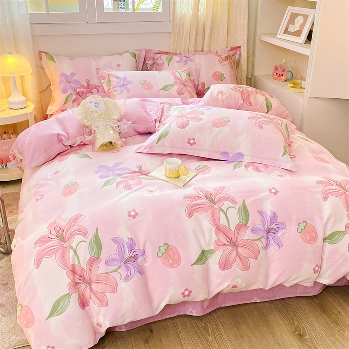 91家纺网 家纺一手货源 找家纺 铭博家纺 2024新款全棉印花四件套 兰若幽香