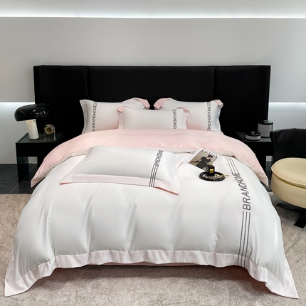 91家纺网 家纺一手货源 找家纺 （总）首尔家纺 2024水洗真丝冰丝刺绣四件套-伯恩系列