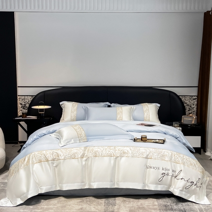 91家纺网 家纺一手货源 找家纺 （总）博纳家纺 2024新款60S水洗真丝提花剪花四件套—茉莉