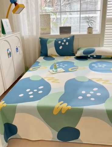 91家纺网 家纺一手货源 找家纺 吉象家纺 2024新款老粗布三件套-床单款 悉尼绿