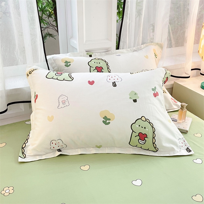 91家纺网 家纺一手货源 找家纺 铭博家纺 2024新款全棉印花四件套 小恐龙