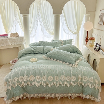 91家纺网 家纺一手货源 找家纺 （总）网红馆 2025新款柔肤棉四件套床裙花边款艾丽莎系列