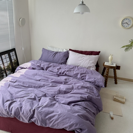 91家纺网 家纺一手货源 找家纺 （总）恋恋三季 2024新款全棉水洗棉混搭风--莓苺恋紫第二组