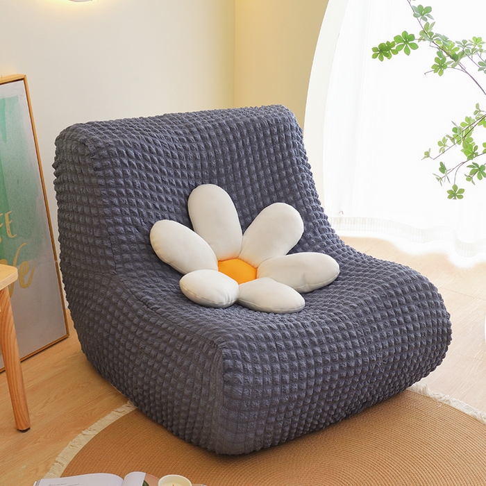 91家纺网 家纺一手货源 找家纺 启博家纺 2024新款简约舒适泡泡纱系列-毛毛虫懒人沙发套 灰蓝