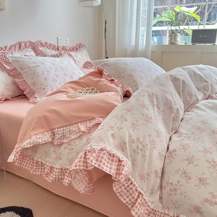 91家纺网 家纺一手货源 找家纺 （总）沐棉 2024新款韩式公主风全棉花边四件套