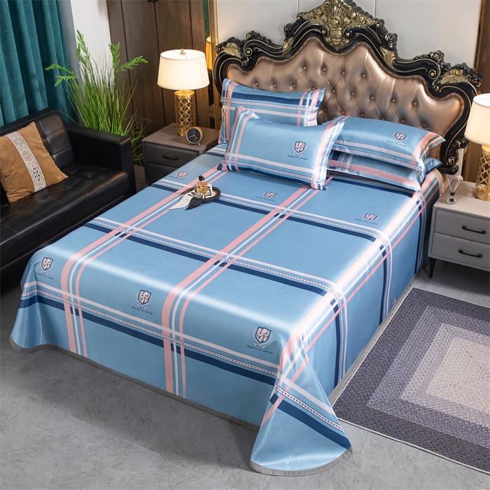 91家纺网 家纺一手货源 找家纺 梵克保罗 2024新款印花冰丝凉席套件-系列一 时尚格调