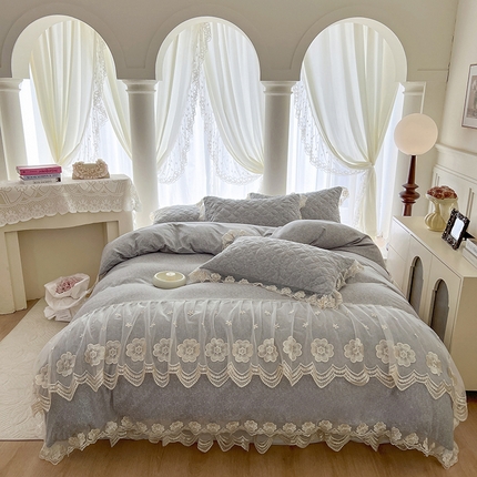 91家纺网 家纺一手货源 找家纺 （总）网红馆 2025新款柔肤棉四件套床裙花边款艾丽莎系列