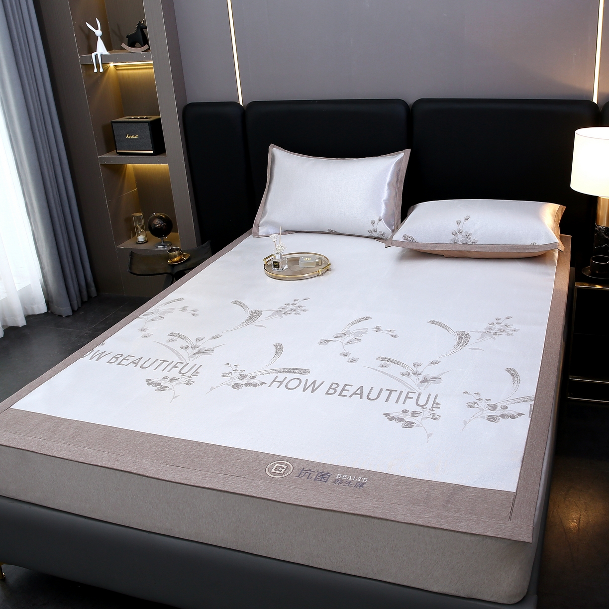 91家纺网 家纺一手货源 找家纺 青雅 2025新款抗菌粗冰丝席 冰丝-棕