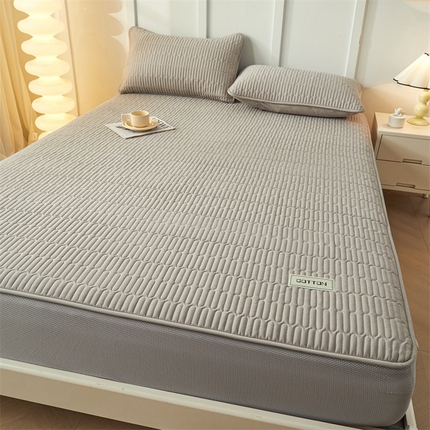 91家纺网 家纺一手货源 找家纺 3C 2024新款A类全棉水洗棉大豆夹棉床笠-网忆 网忆-时尚灰