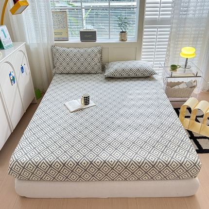 吉象家纺 2024新款老粗布三件套-床笠款 品格灰