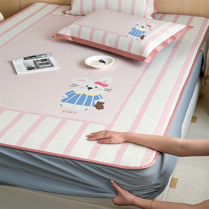 91家纺网 家纺一手货源 找家纺 （总）三味舒屋2025新款抗菌大版数码印花冰丝席 （新升级7A抗菌）床笠款